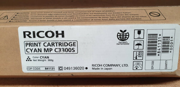 *Special!* Genuine Ricoh Aficio Mp-C2800 Mp-C3300 Cyan Toner Cartridge Type-C3300Sc 15K [841131] -