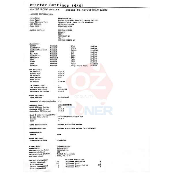 *Used!* Brother Hl-L9310Cdw A4 Wireless Color Laser Duplex Printer 33Ppm Single Function