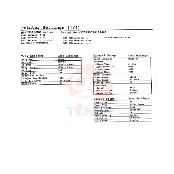 *Used!* Brother Hl-L9310Cdw A4 Wireless Color Laser Duplex Printer 33Ppm Single Function