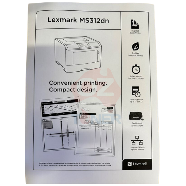 *Used* Lexmark Ms312Dn A4 Mono Laser Network Printer + Duplexer + Parallel Port 33Ppm + Bonus: