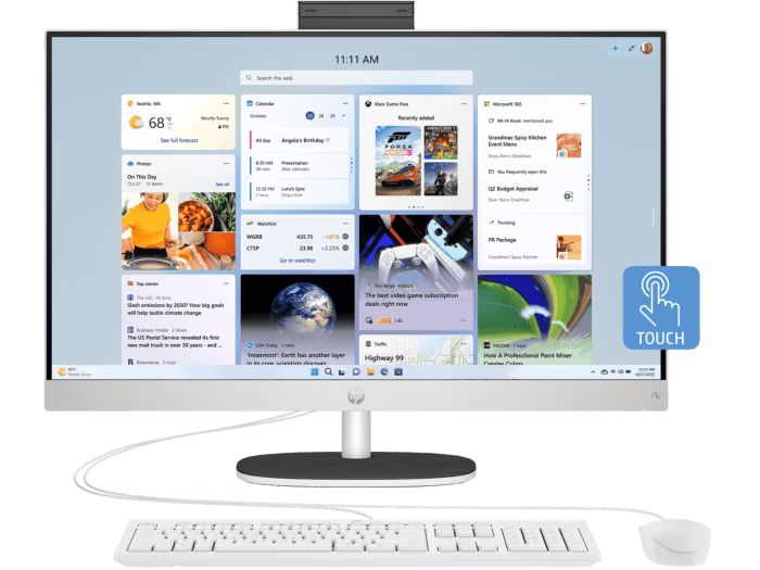 HP 27" All-In-One Desktop PC+Touch IPS FHD Intel Ultra 7 255U 16GB 512GB SSD AI 27-cr2000a[BD0R2PA]